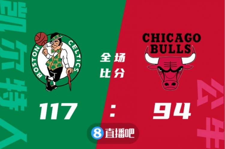 🏀杰伦-布朗25+7 塔图姆16+10+8 德罗赞16+5 绿军轻取公牛